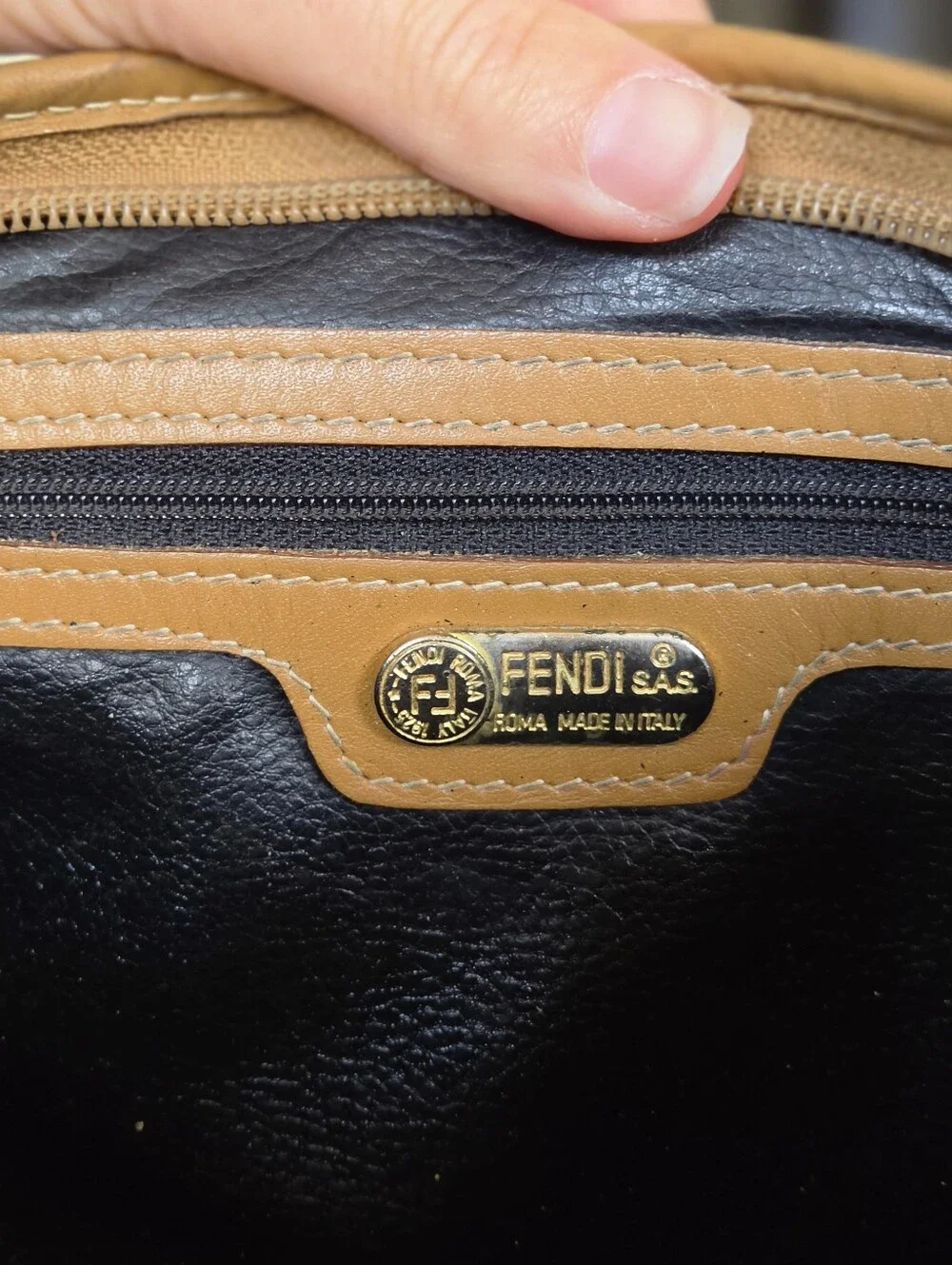 VTG Fendi Pequin Striped Shoulder or Crossbody Bag - PVC & Leather